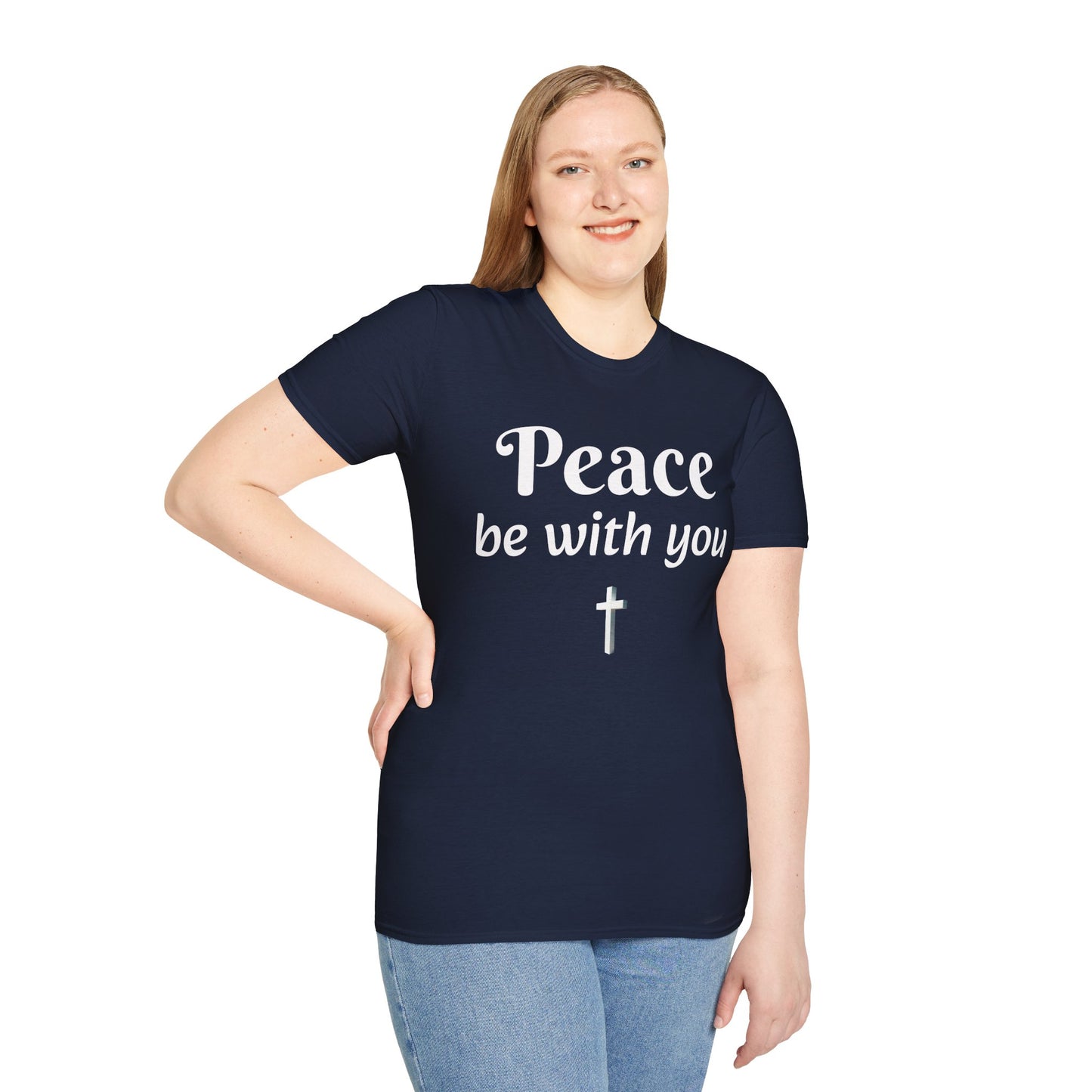 Peace Be With You Unisex Softstyle T-Shirt, Comfortable Tee, Relaxed Fit Shirt, Spiritual Gift, Casual Wear for Any Occasion