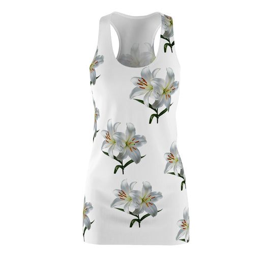 Women's Cut & Sew Racerback Dress (AOP) Perfect for any event on a warm day, stylish, sleek, comfortable Floral, Lilly design