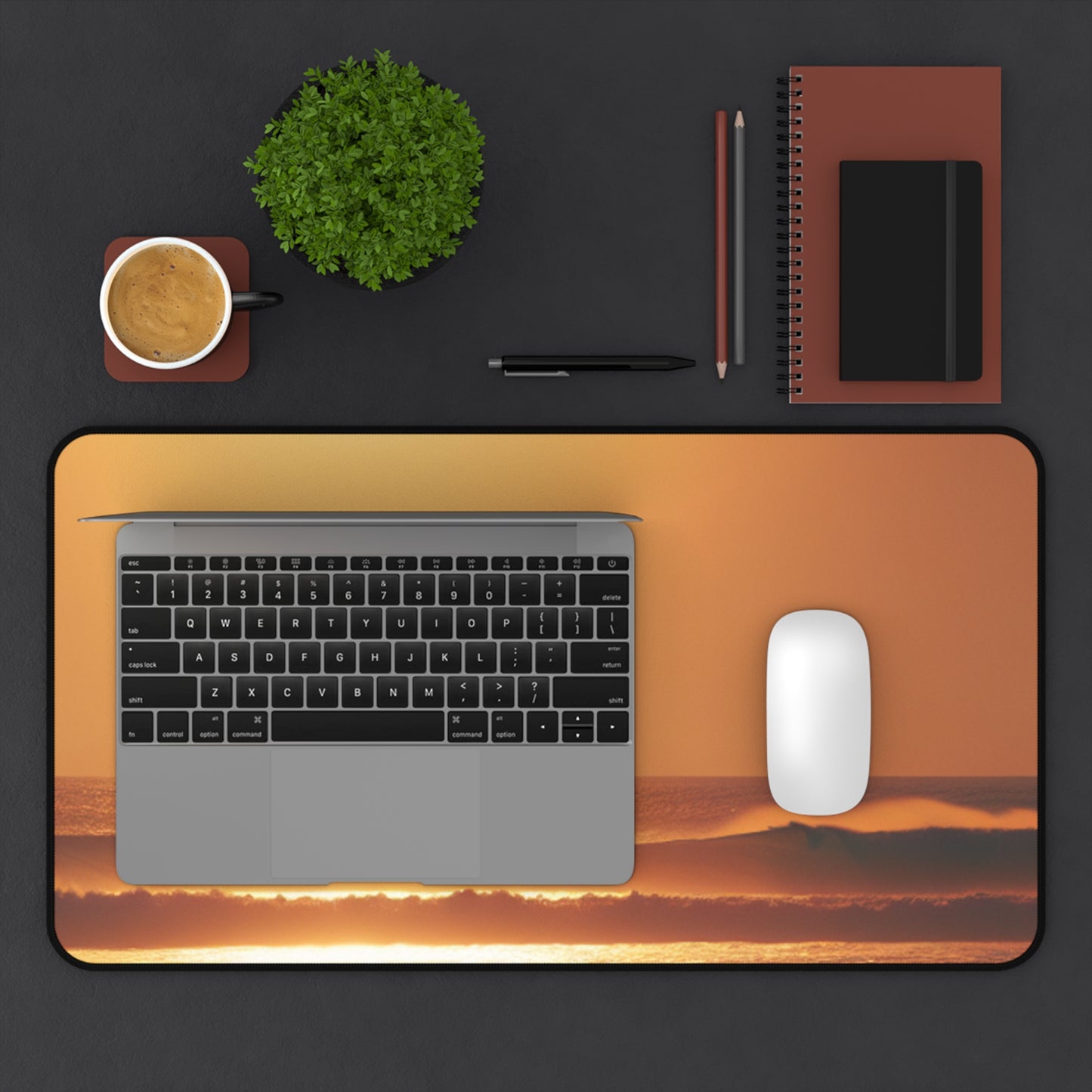 Serene Sunset Desk Mat - Ocean Wave Anti-Slip Mat, Home Office Décor, Gift for Beach Lovers, Gaming Surface, Positive Vibe Workspace, Calm