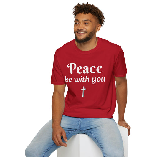 Peace Be With You Unisex Softstyle T-Shirt, Comfortable Tee, Relaxed Fit Shirt, Spiritual Gift, Casual Wear for Any Occasion