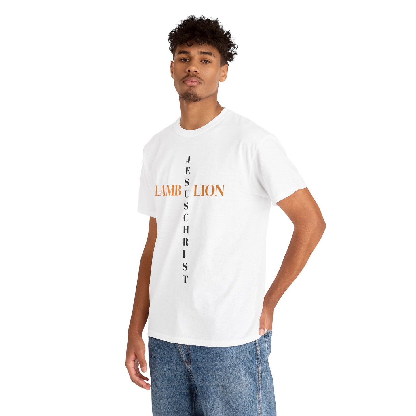Unisex Heavy Cotton Tee with 'Jesus, Lamb, Lion, Christ' Design - Christian Apparel, Inspirational T-Shirt, Faith-Based Gift, [...]