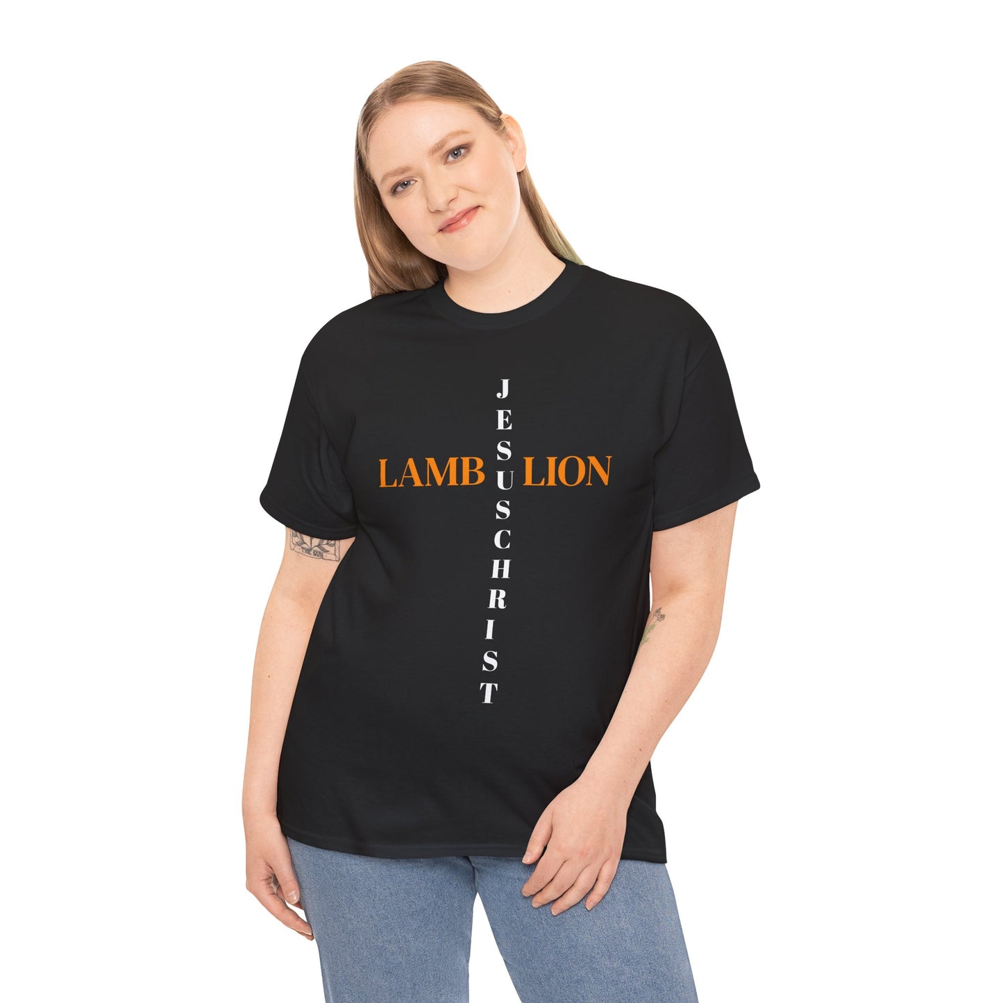 Unisex Heavy Cotton Tee with 'Jesus, Lamb, Lion, Christ' Design - Christian Apparel, Inspirational T-Shirt, Faith-Based Gift, [...]